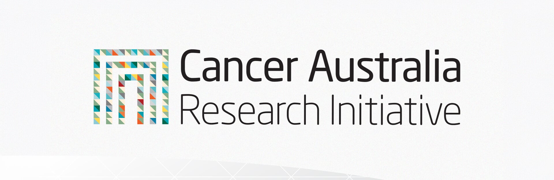 Logo of Cancer Australia Research Initiative featuring colorful geometric patterns and bold text.