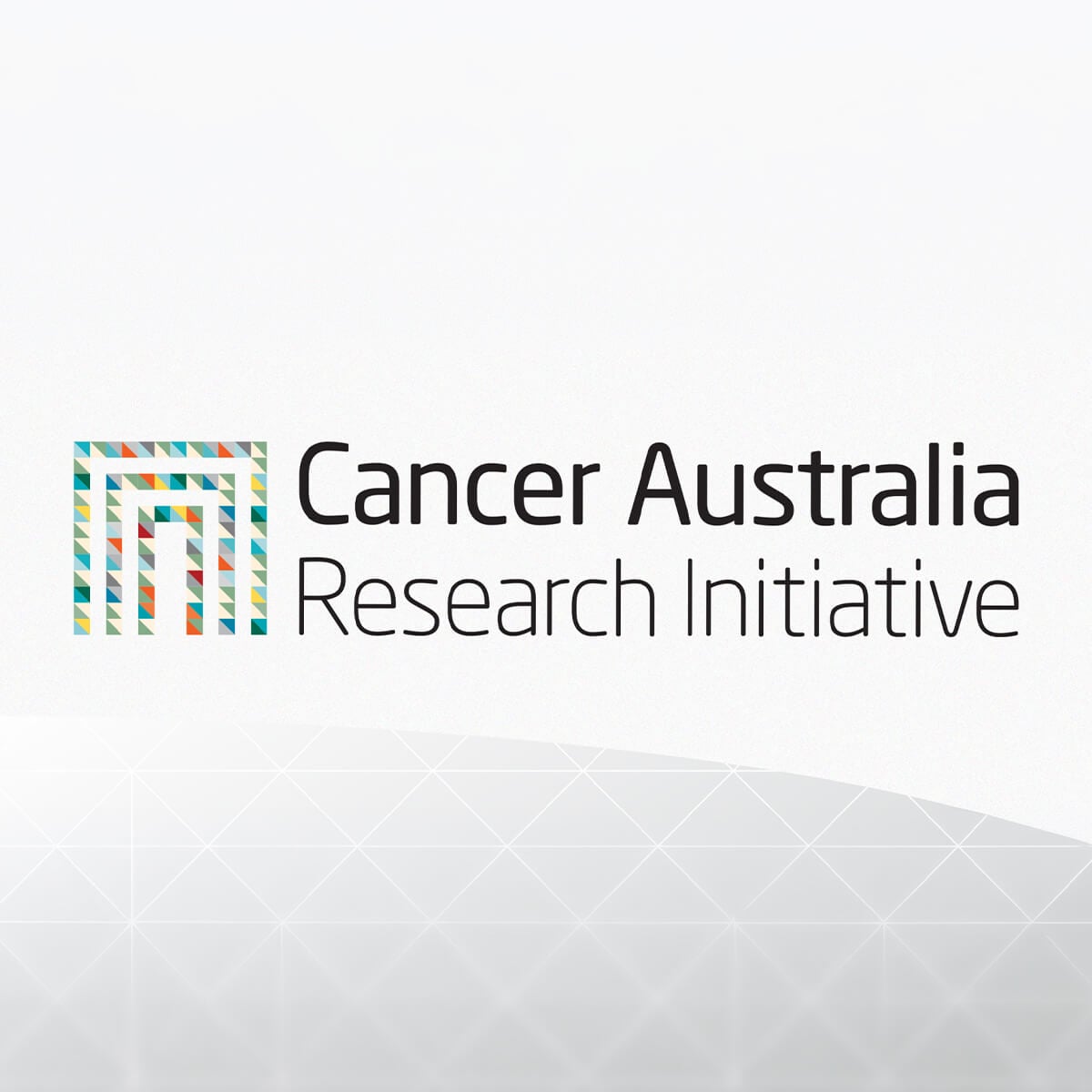 Logo of Cancer Australia Research Initiative with a colorful geometric design.