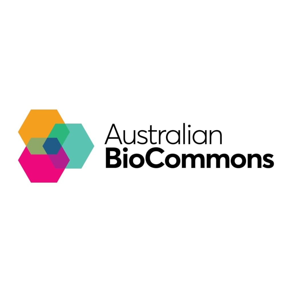 Logo of Australian BioCommons featuring colorful hexagons and the text "Australian BioCommons."