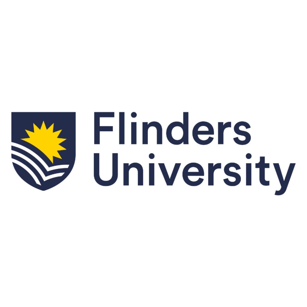 Flinders University logo featuring a sun and stylized waves, representing the early-onset bowel cancer centre of research excellence.