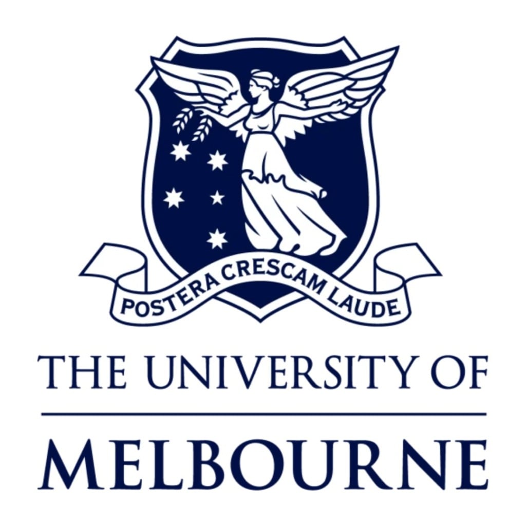 University of Melbourne emblem featuring a winged figure and stars, representing the early-onset bowel cancer centre of research excellence.