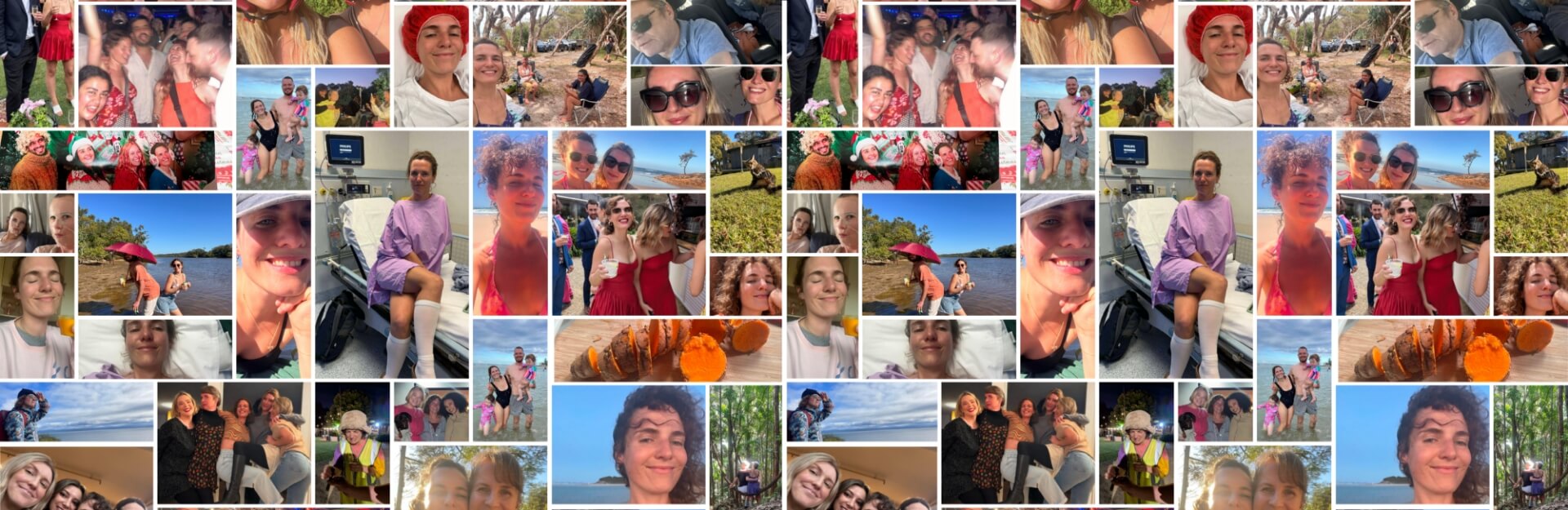 A collage of various photos featuring people at events, outdoor activities, and personal moments.
